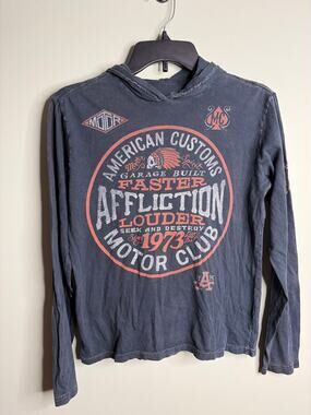 Affliction Boys Hooded Long Sleeve Tee Medium